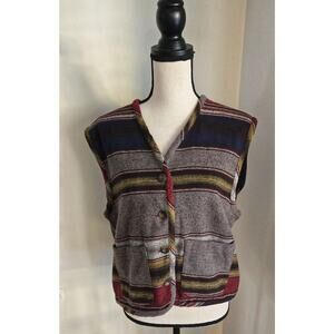 Vintage Partners 90s Y2K Aztec Grandma Cottagecore Button Vest Medium